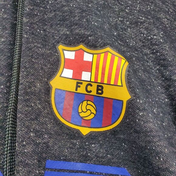 FCB Barcelona Sweatshirt Soccer Long Sleeve Hoodie Lined Mens Size M Medium Grey - Picture 4 of 11